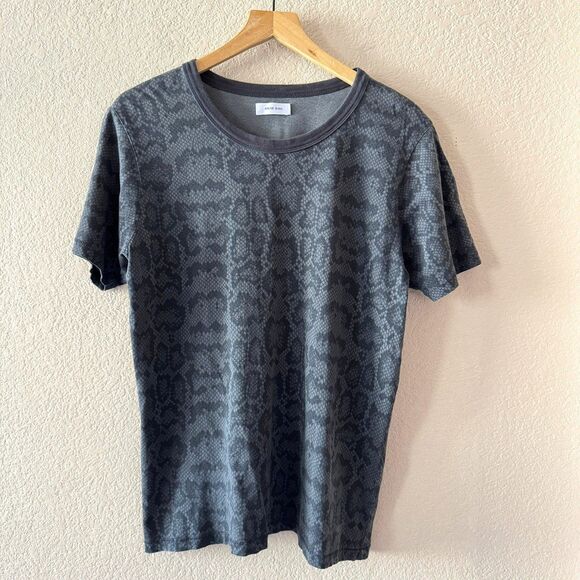 ANINE BING Python Snake Print Tee Shirt Womens Large Gray Crewneck Short Sleeve - Picture 1 of 9